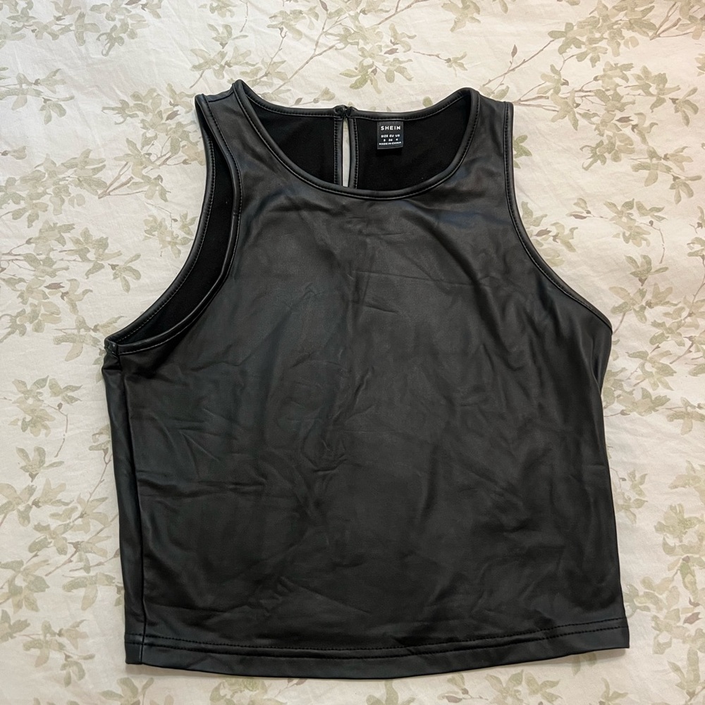 SHEIN Black Faux Leather Top